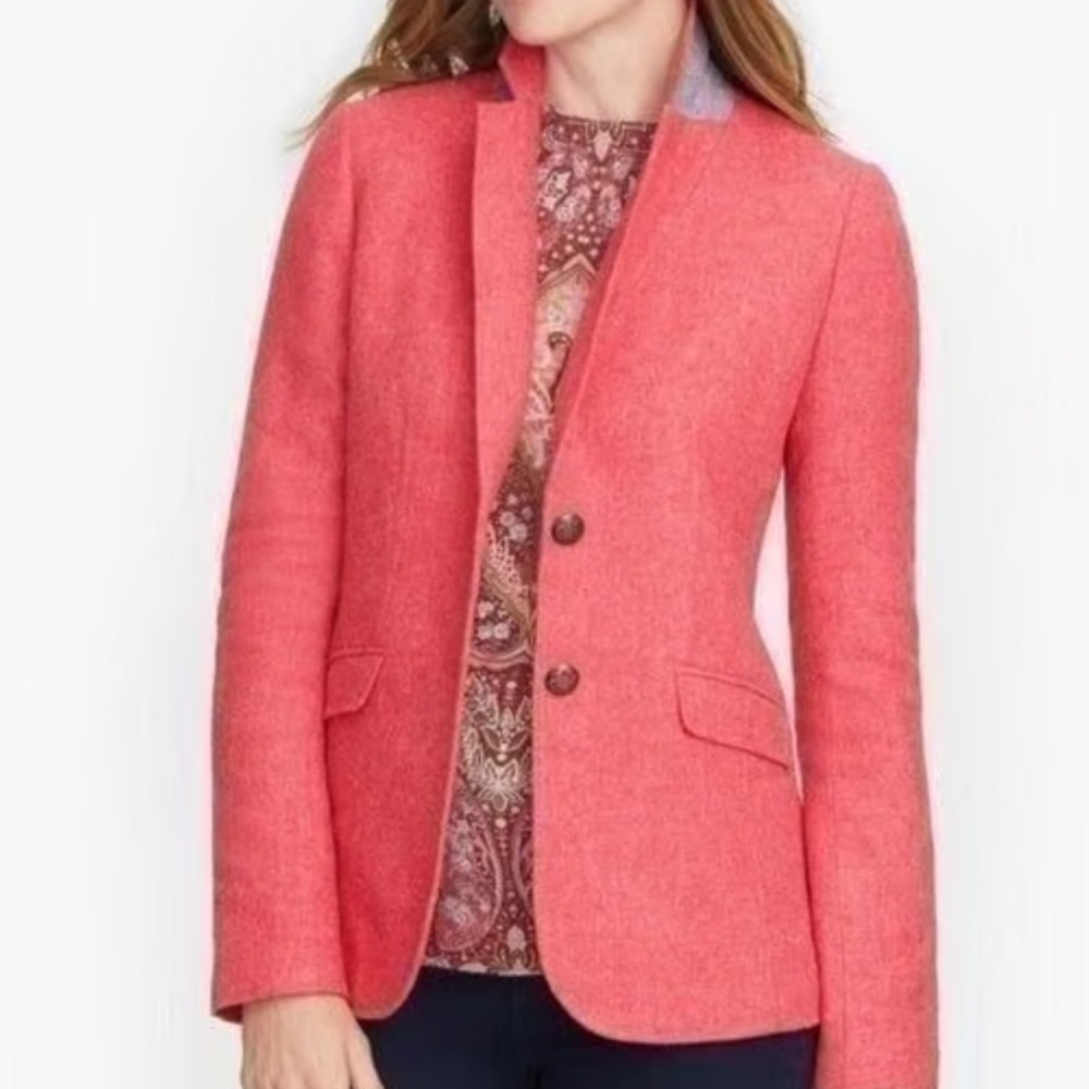 Talbots Pink Shetland Wool Blend Jacket Blazer Size 16 Office Business Casual